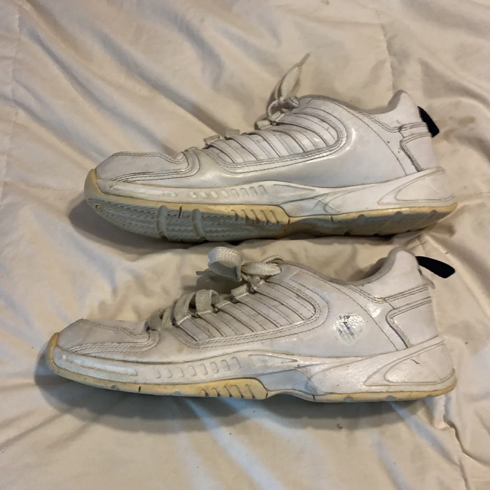 K Swiss white leather sneakers, size 9